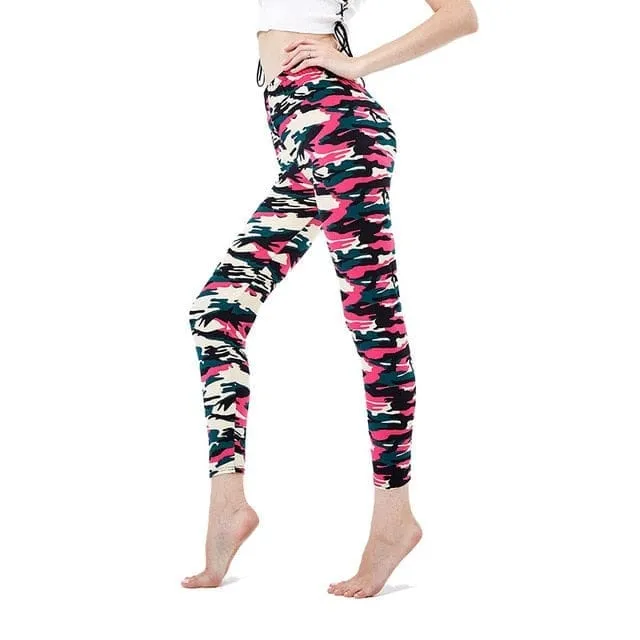 Camouflage Printed Elastic Leggings Camouflage Fitness Pant