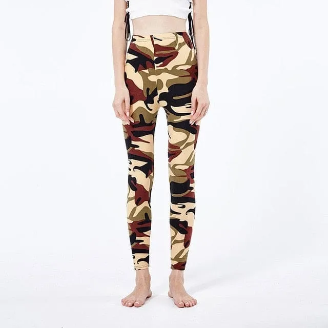 Camouflage Printed Elastic Leggings Camouflage Fitness Pant