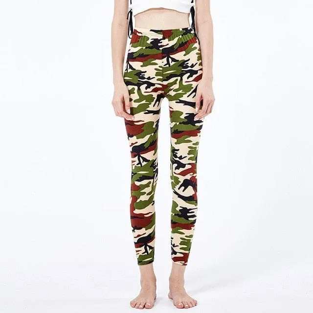 Camouflage Printed Elastic Leggings Camouflage Fitness Pant