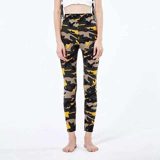 Camouflage Printed Elastic Leggings Camouflage Fitness Pant