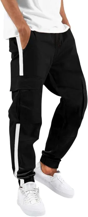 Cargo Pants for Men Big and Tall, Workout Sports Running Pant Zipper Pockets Pants for Men with Zipper Casual Pockets