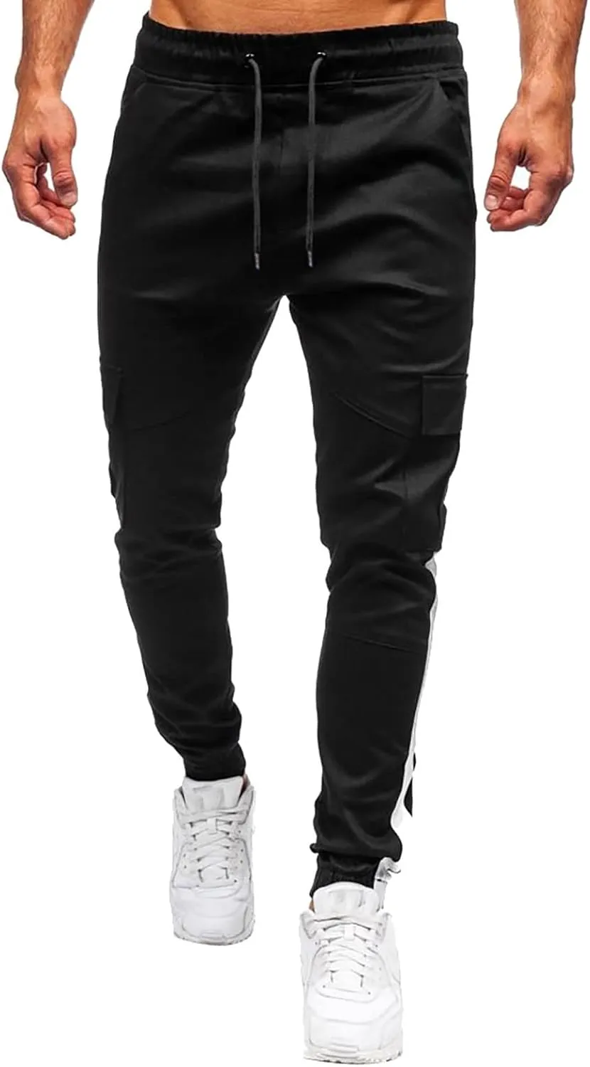 Cargo Pants for Men Big and Tall, Workout Sports Running Pant Zipper Pockets Pants for Men with Zipper Casual Pockets