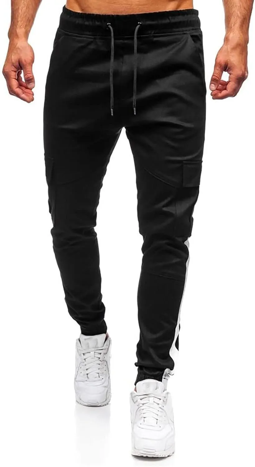 Cargo Pants for Men Big and Tall, Workout Sports Running Pant Zipper Pockets Pants for Men with Zipper Casual Pockets