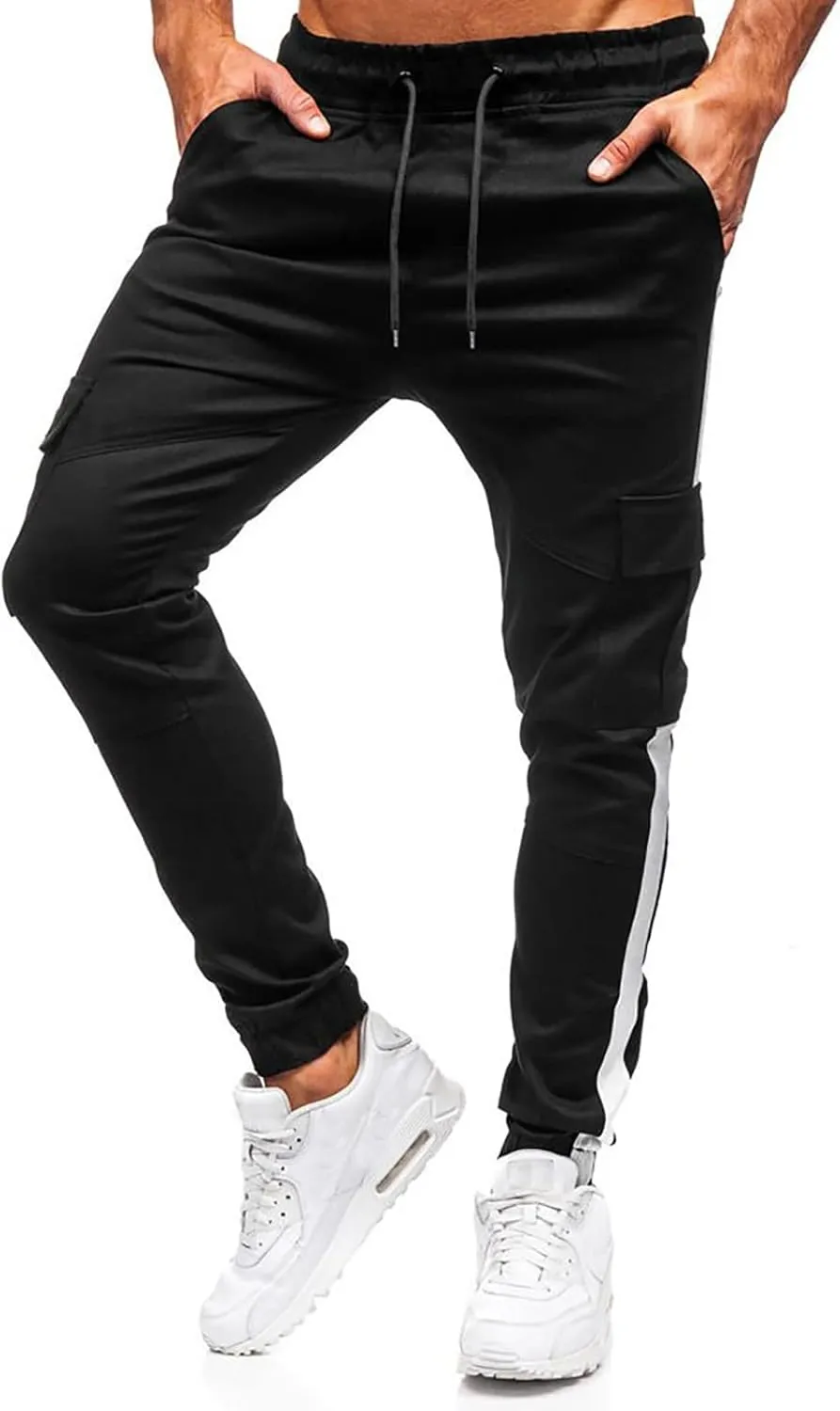 Cargo Pants for Men Big and Tall, Workout Sports Running Pant Zipper Pockets Pants for Men with Zipper Casual Pockets