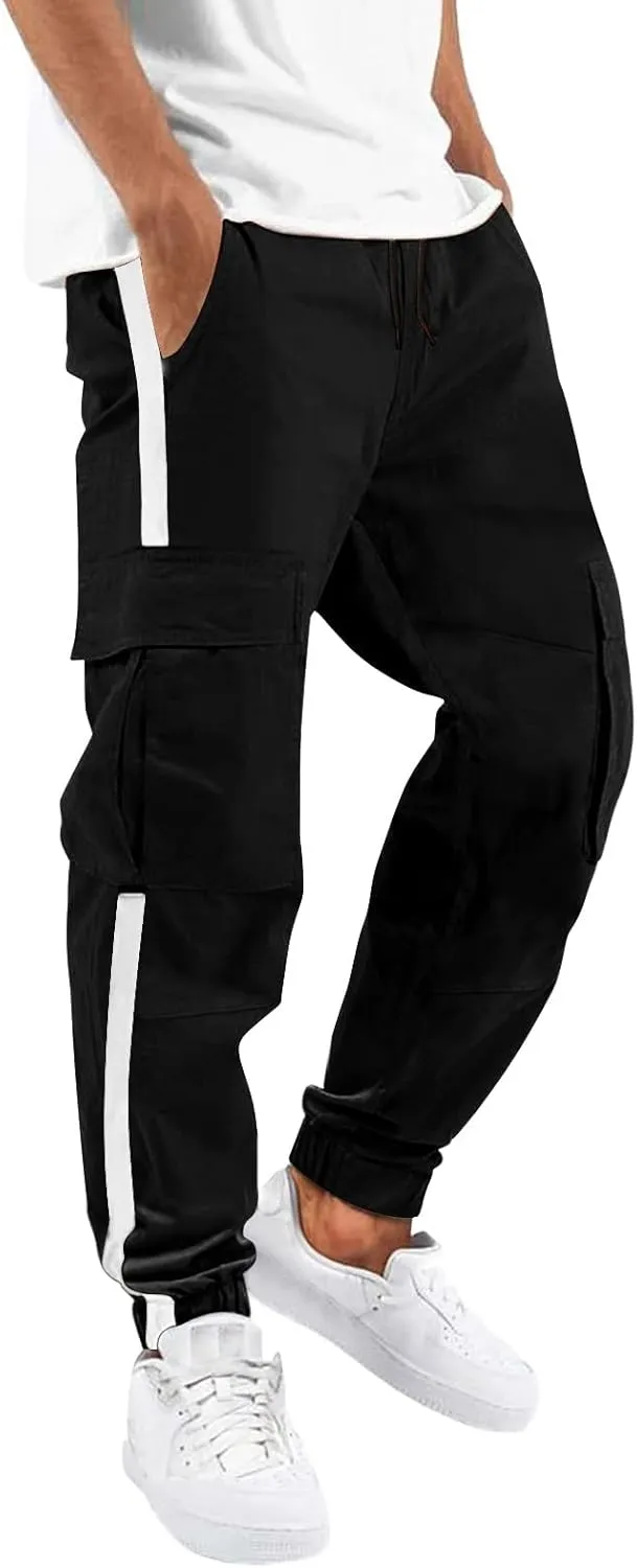 Cargo Pants for Men Big and Tall, Workout Sports Running Pant Zipper Pockets Pants for Men with Zipper Casual Pockets