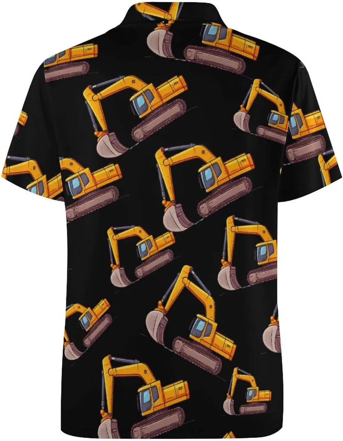 Cartoon Excavator Mens Polo Shirts Quick Dry Short Sleeve T-shirts Slim Tennis Collared Tees Tops