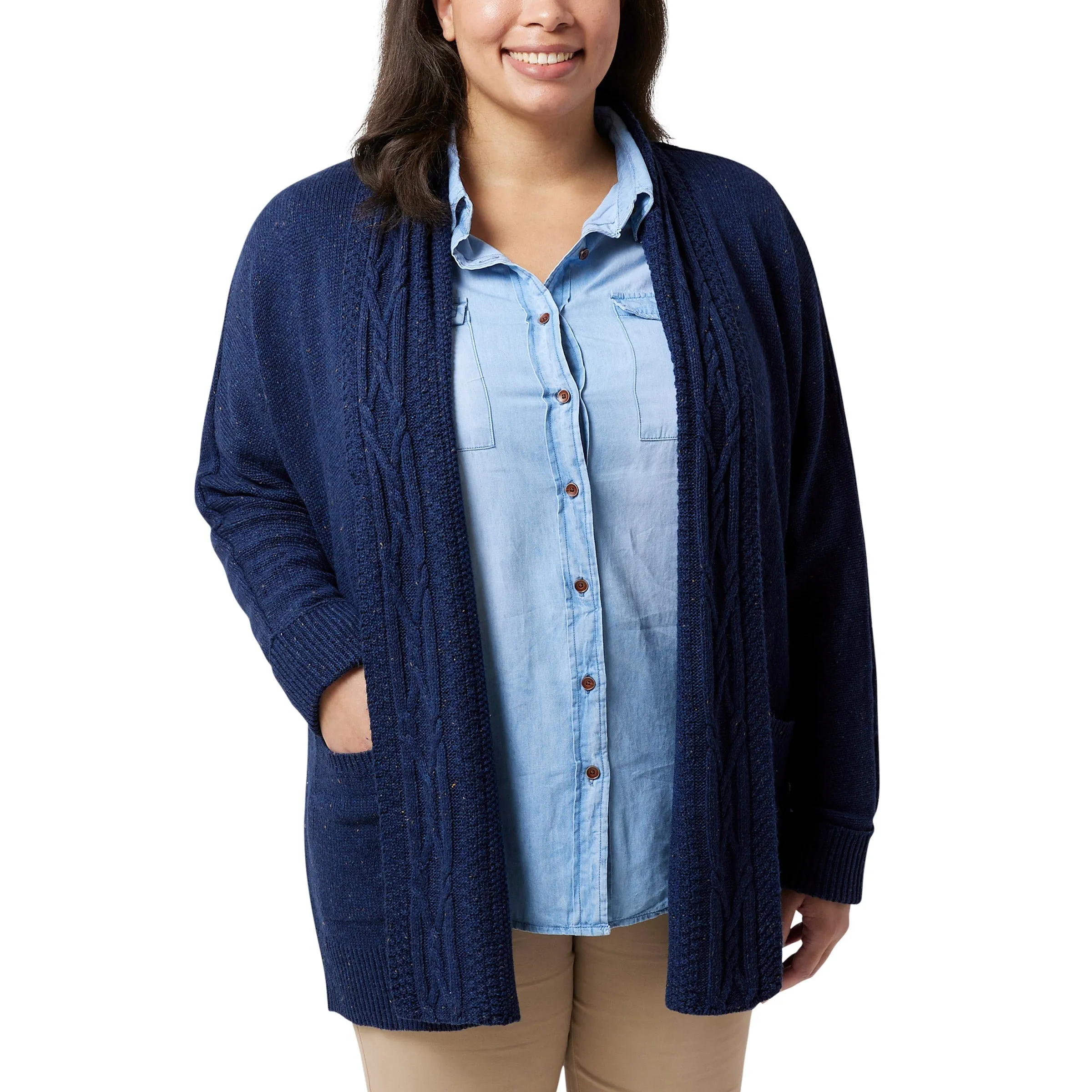 Chaps Ladies' Cable Neck Cardigan