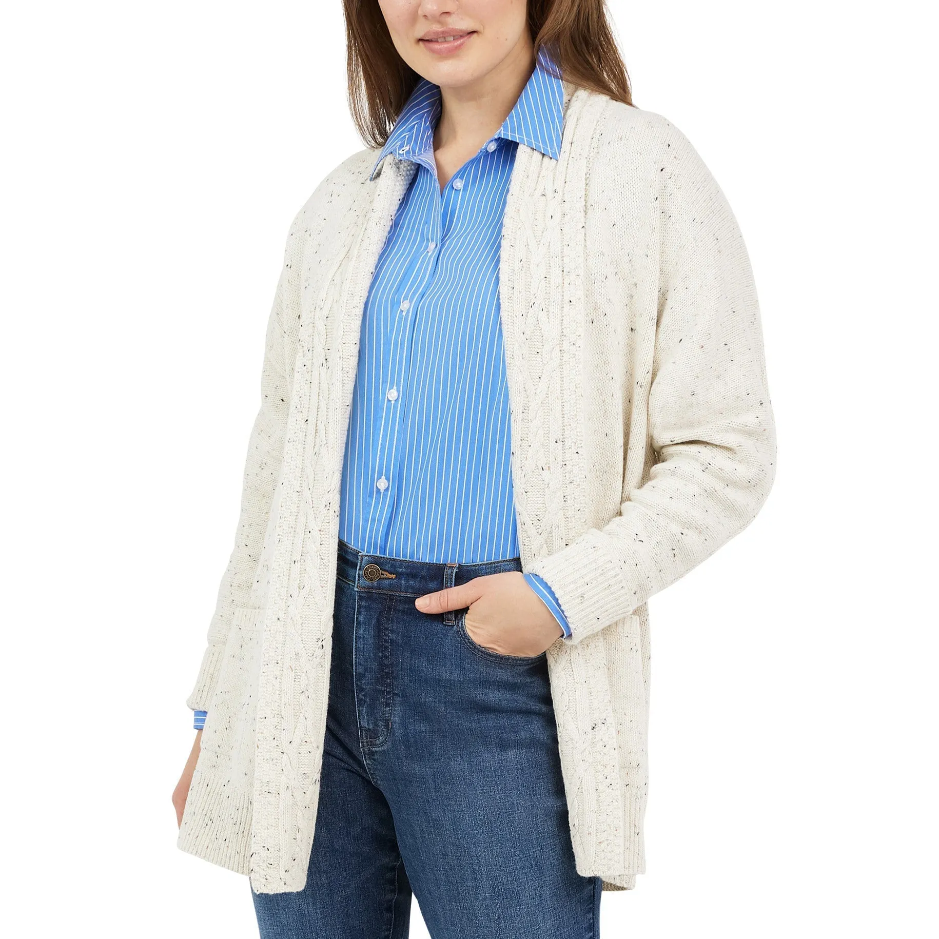 Chaps Ladies' Cable Neck Cardigan