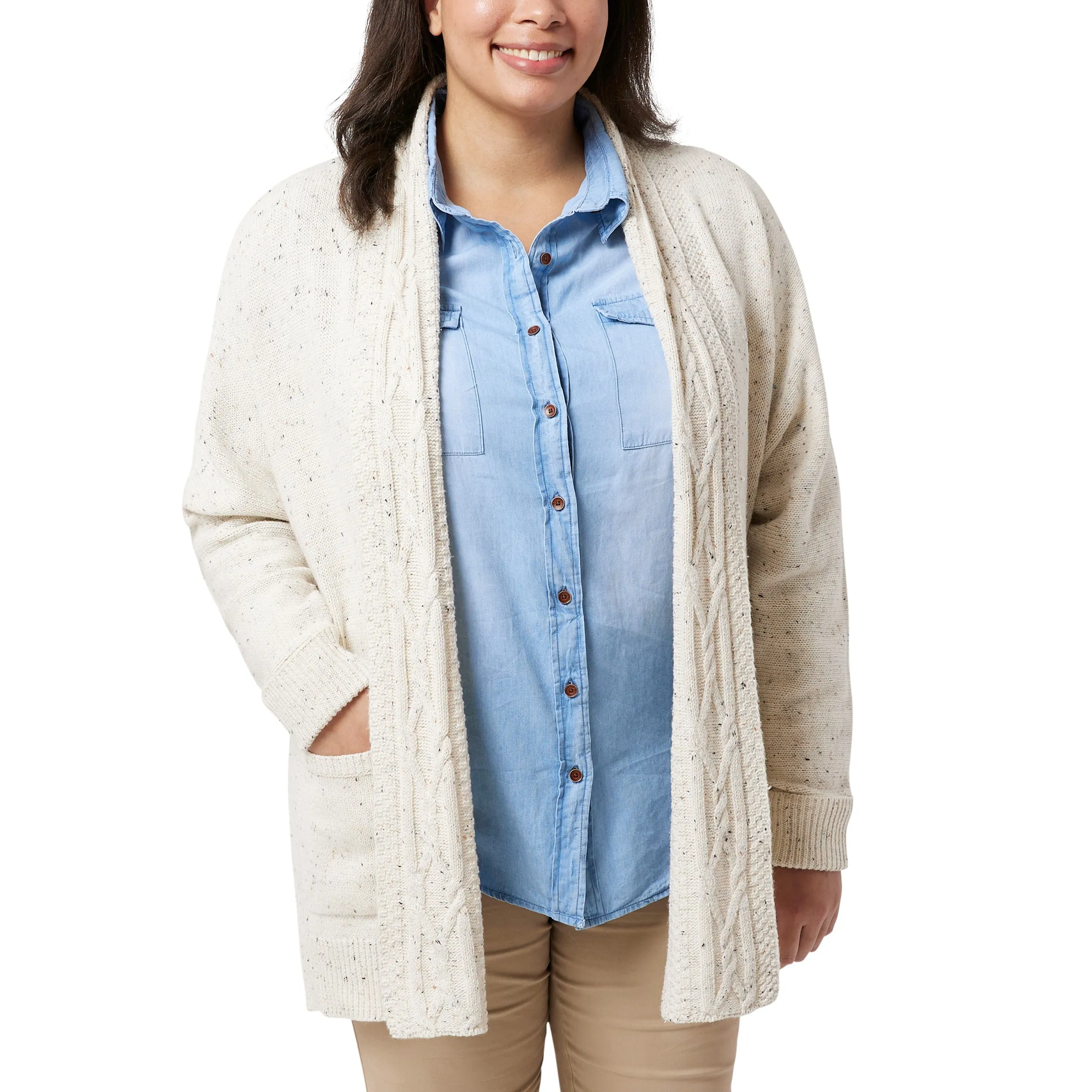 Chaps Ladies' Cable Neck Cardigan