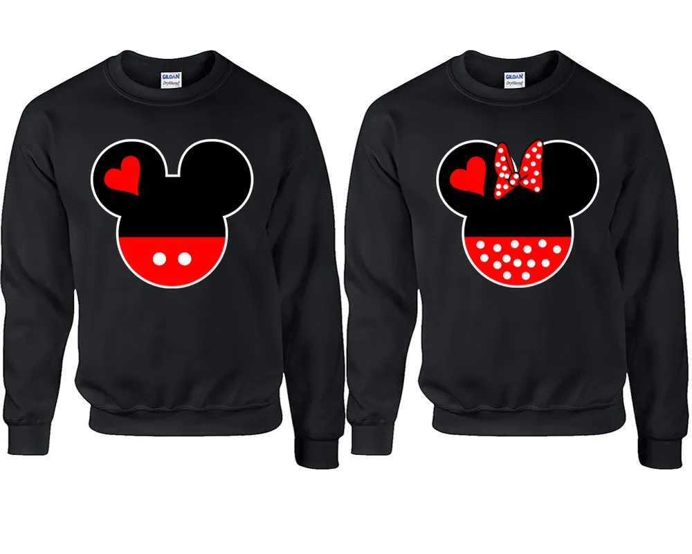 Charming Mouse Duo Couple Matching Crewneck Sweaters – Unisex Pullover Sweaters Sold Separately for Him and Her