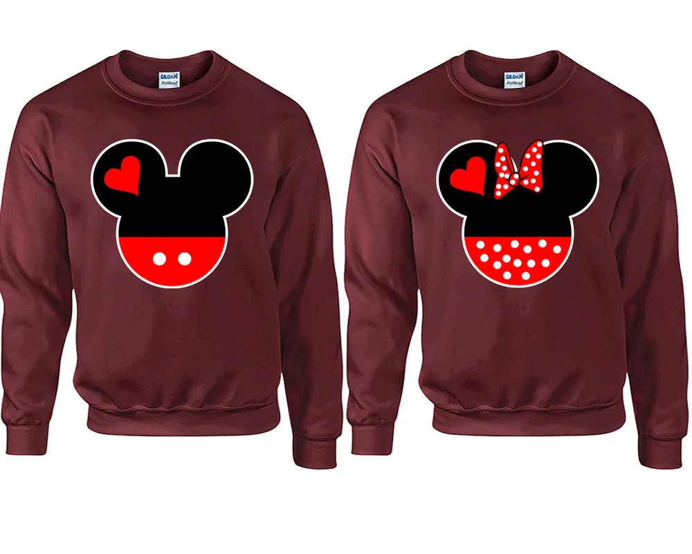 Charming Mouse Duo Couple Matching Crewneck Sweaters – Unisex Pullover Sweaters Sold Separately for Him and Her