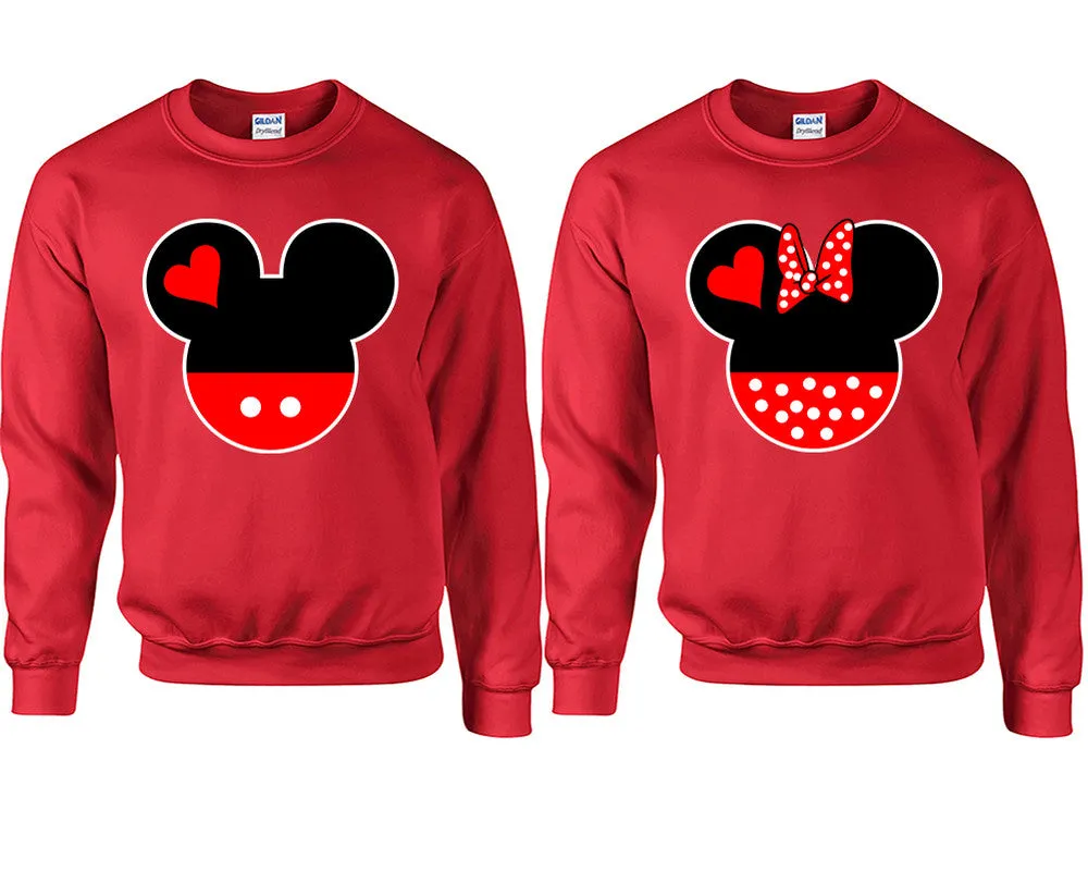 Charming Mouse Duo Couple Matching Crewneck Sweaters – Unisex Pullover Sweaters Sold Separately for Him and Her