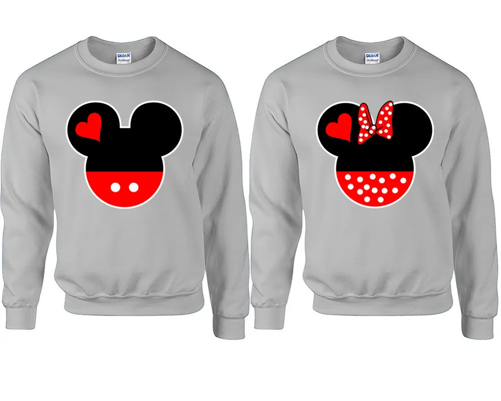 Charming Mouse Duo Couple Matching Crewneck Sweaters – Unisex Pullover Sweaters Sold Separately for Him and Her