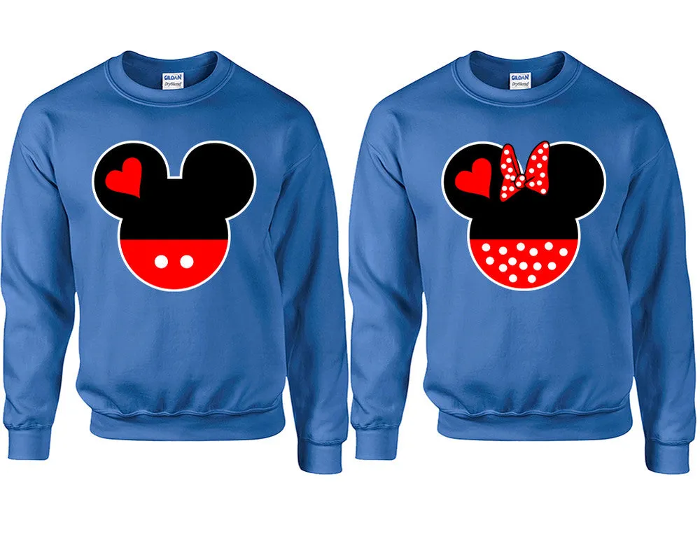 Charming Mouse Duo Couple Matching Crewneck Sweaters – Unisex Pullover Sweaters Sold Separately for Him and Her