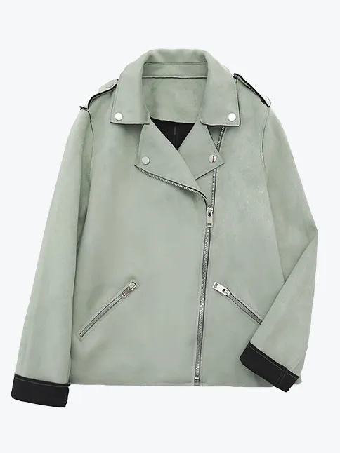 Chic Lapel Locomotive Leather Jacket