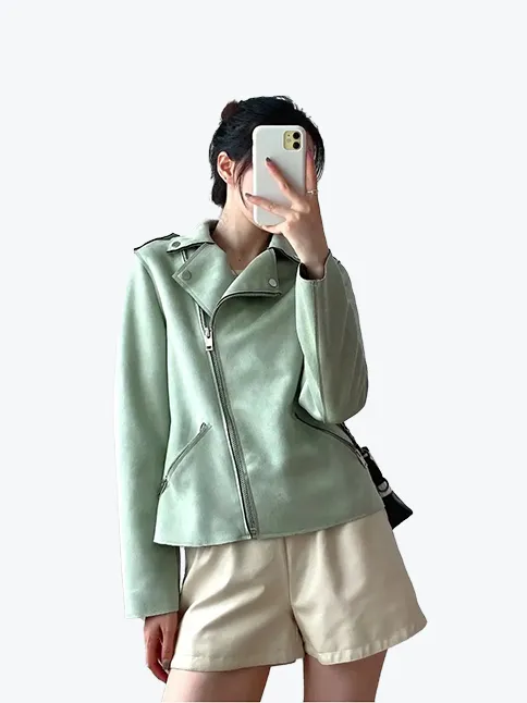 Chic Lapel Locomotive Leather Jacket