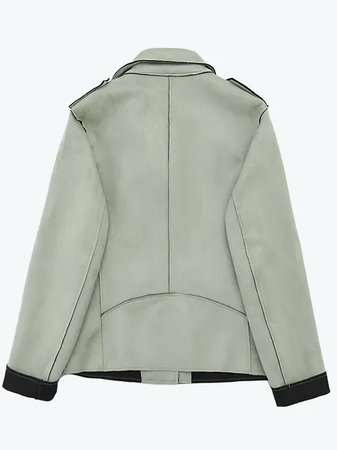 Chic Lapel Locomotive Leather Jacket