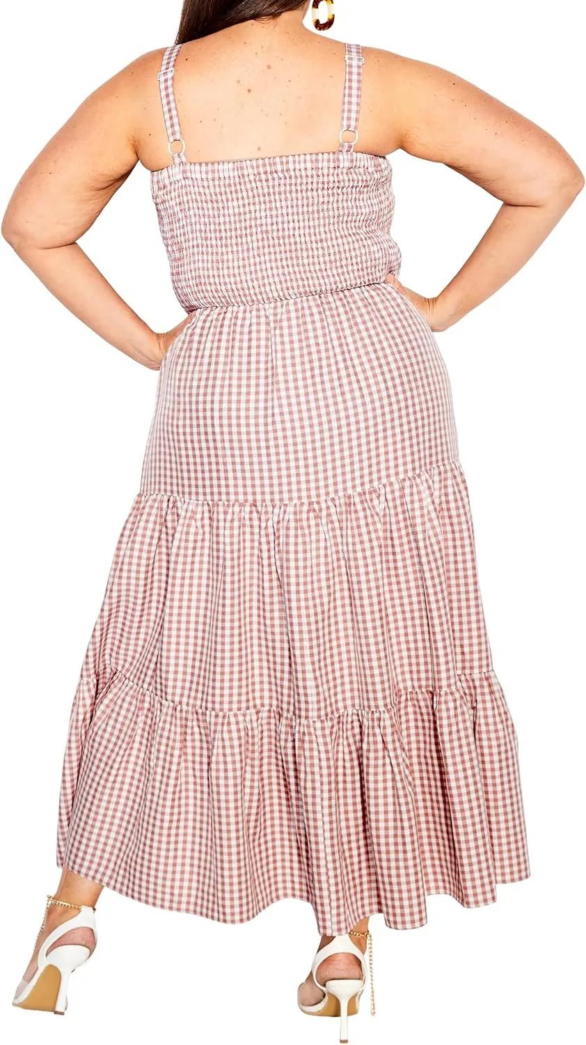 City Chic Women's Plus Size Maxi Gingham