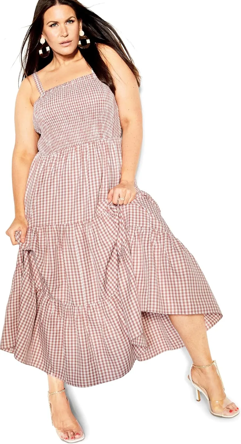 City Chic Women's Plus Size Maxi Gingham