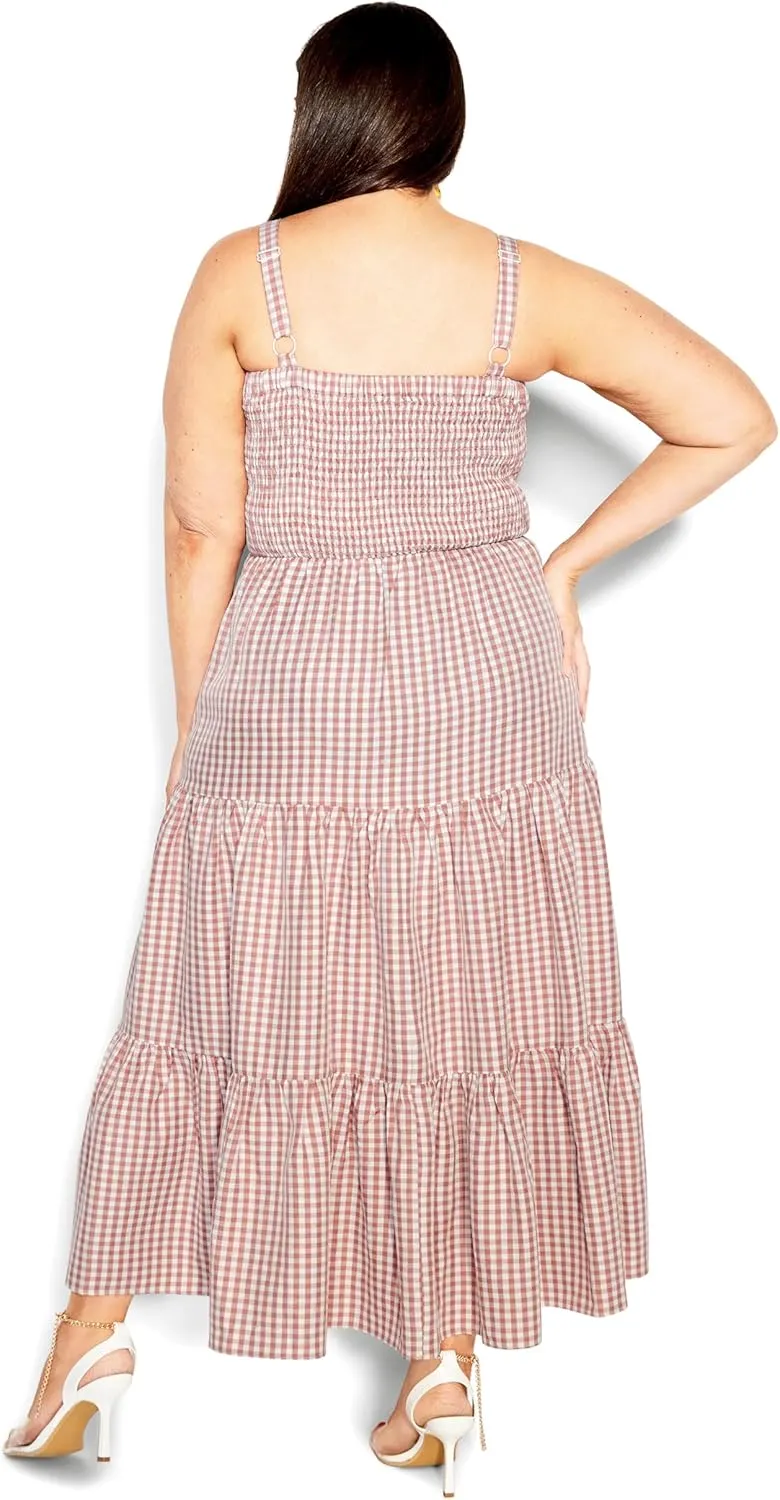 City Chic Women's Plus Size Maxi Gingham