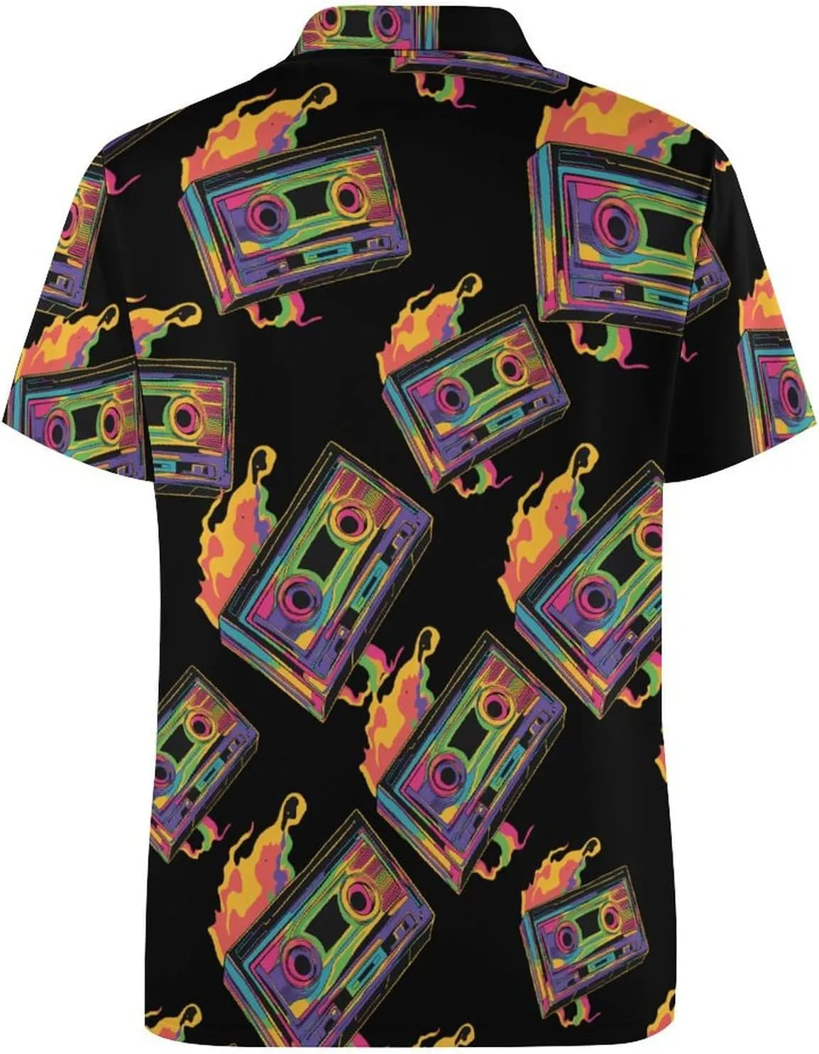 Colorful Cassette Tape Mens Polo Shirts Quick Dry Short Sleeve T-shirts Slim Tennis Collared Tees Tops