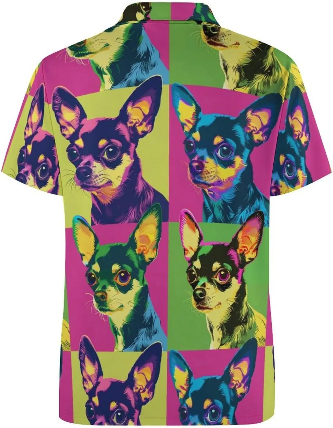Colorful Chihuahua Head Mens Polo Shirts Quick Dry Short Sleeve T-shirts Slim Tennis Collared Tees Tops
