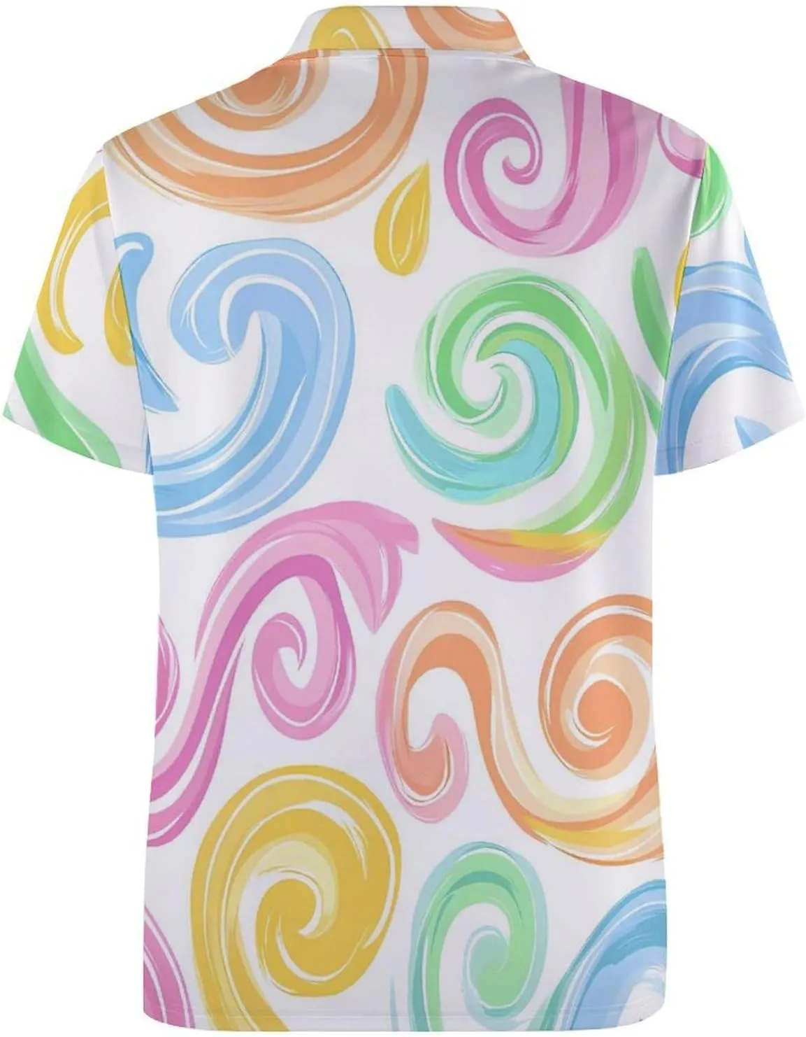 Colorful Pastel Swirls Mens Polo Shirts Quick Dry Short Sleeve T-shirts Slim Tennis Collared Tees Tops