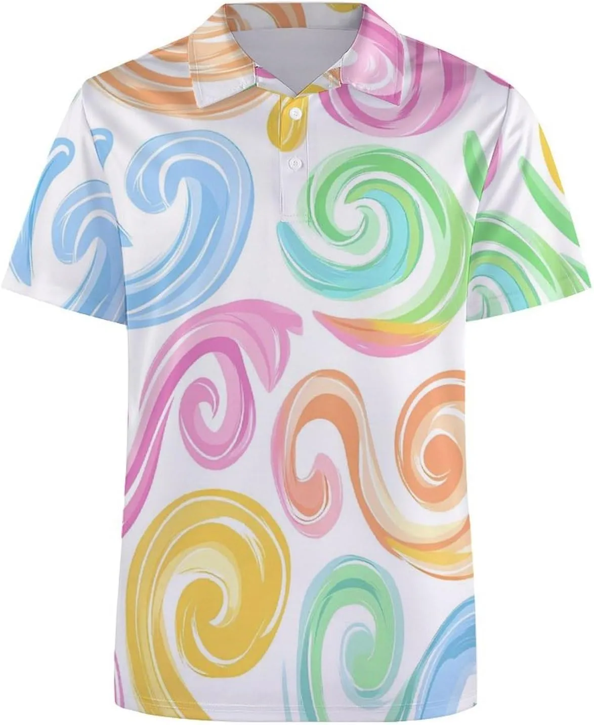 Colorful Pastel Swirls Mens Polo Shirts Quick Dry Short Sleeve T-shirts Slim Tennis Collared Tees Tops