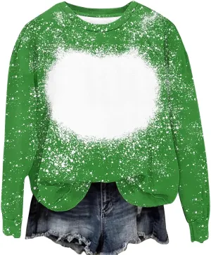 Comfy Sweatshirts for Women Loose Fit Long Sleeve Bleached Sublimation Shirts Casual Polyester Blanks Top DIY Clothes