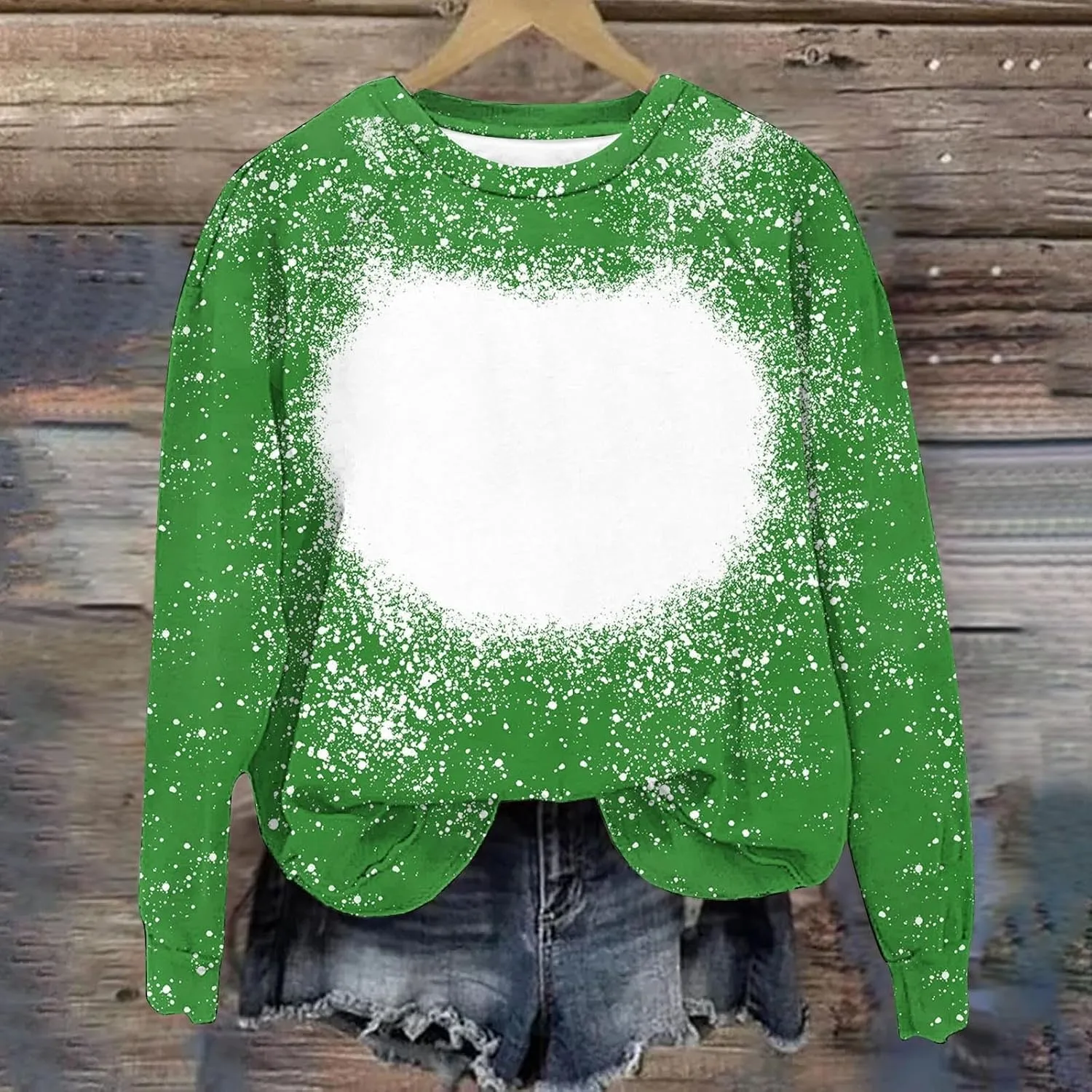 Comfy Sweatshirts for Women Loose Fit Long Sleeve Bleached Sublimation Shirts Casual Polyester Blanks Top DIY Clothes