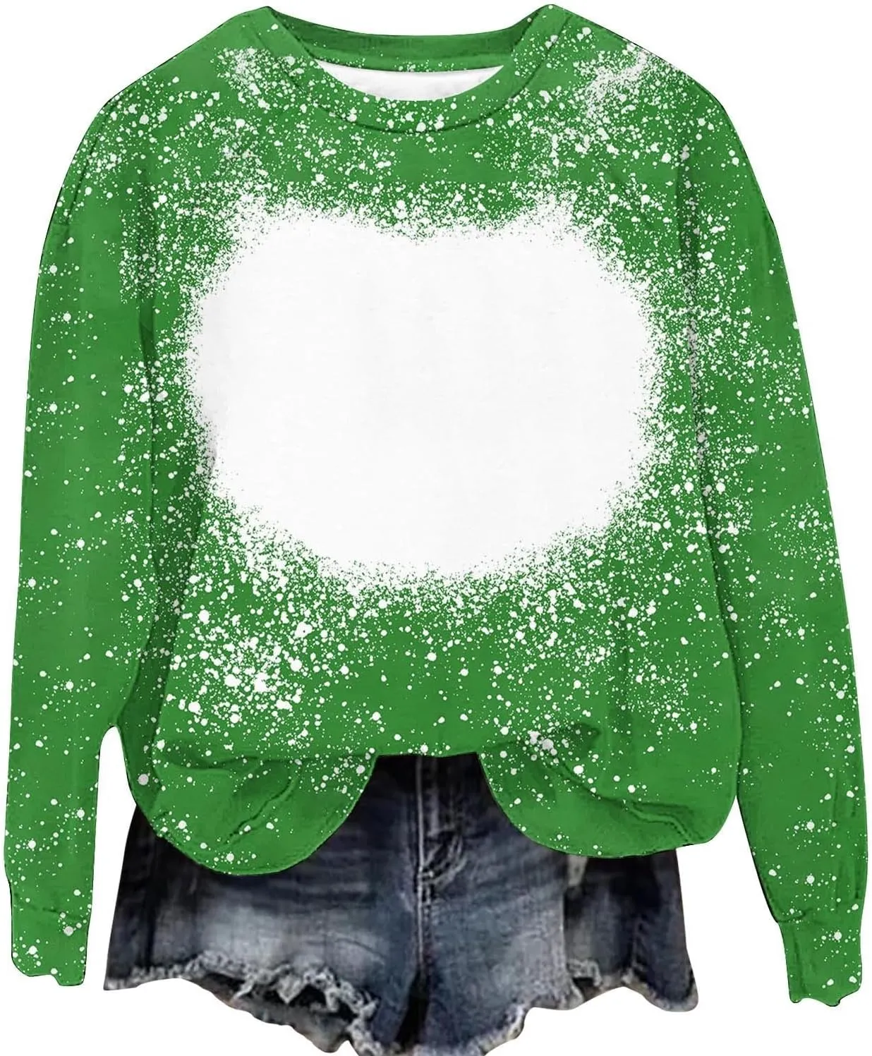 Comfy Sweatshirts for Women Loose Fit Long Sleeve Bleached Sublimation Shirts Casual Polyester Blanks Top DIY Clothes