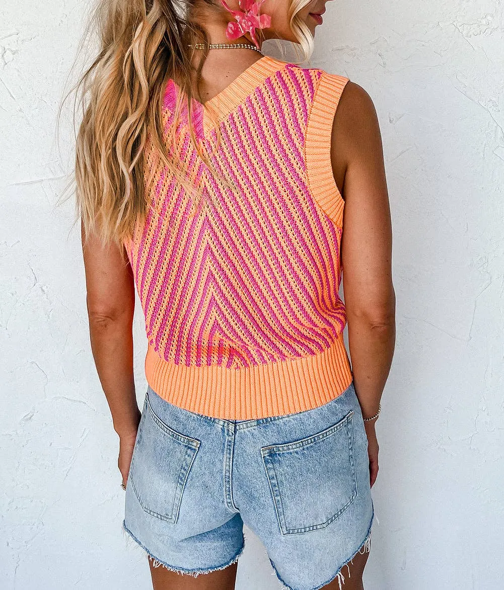 Connie Chevron Knit Sweater Vest