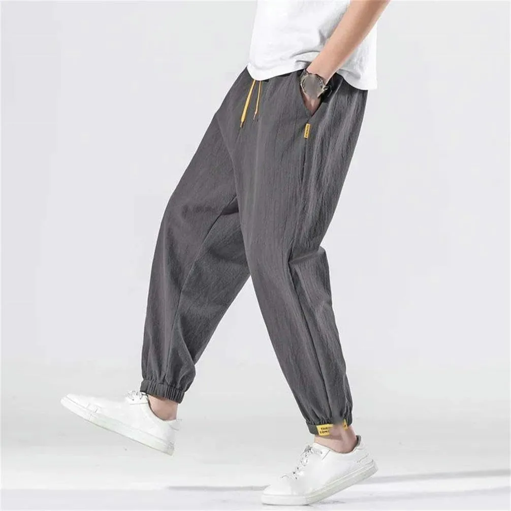 Cotton Summer Casual Pants Men's feet Trousers Harem Pants Men's Daily Versatile