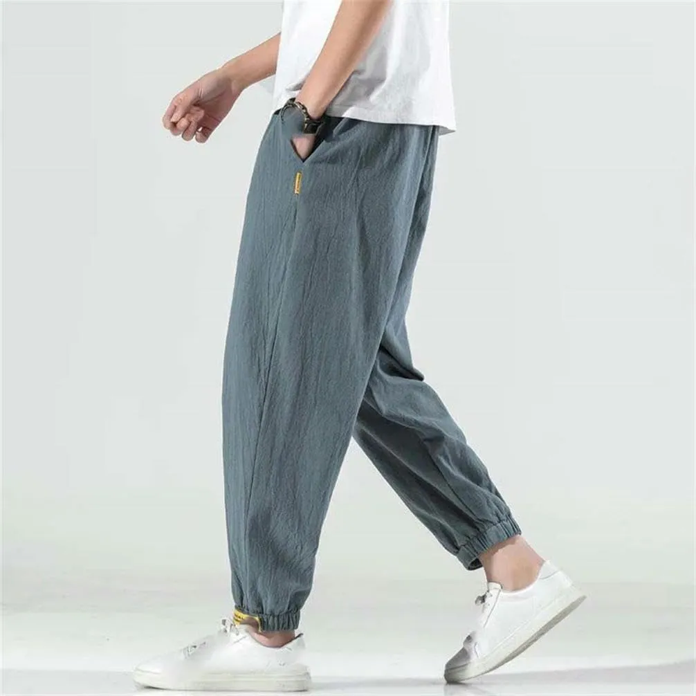 Cotton Summer Casual Pants Men's feet Trousers Harem Pants Men's Daily Versatile