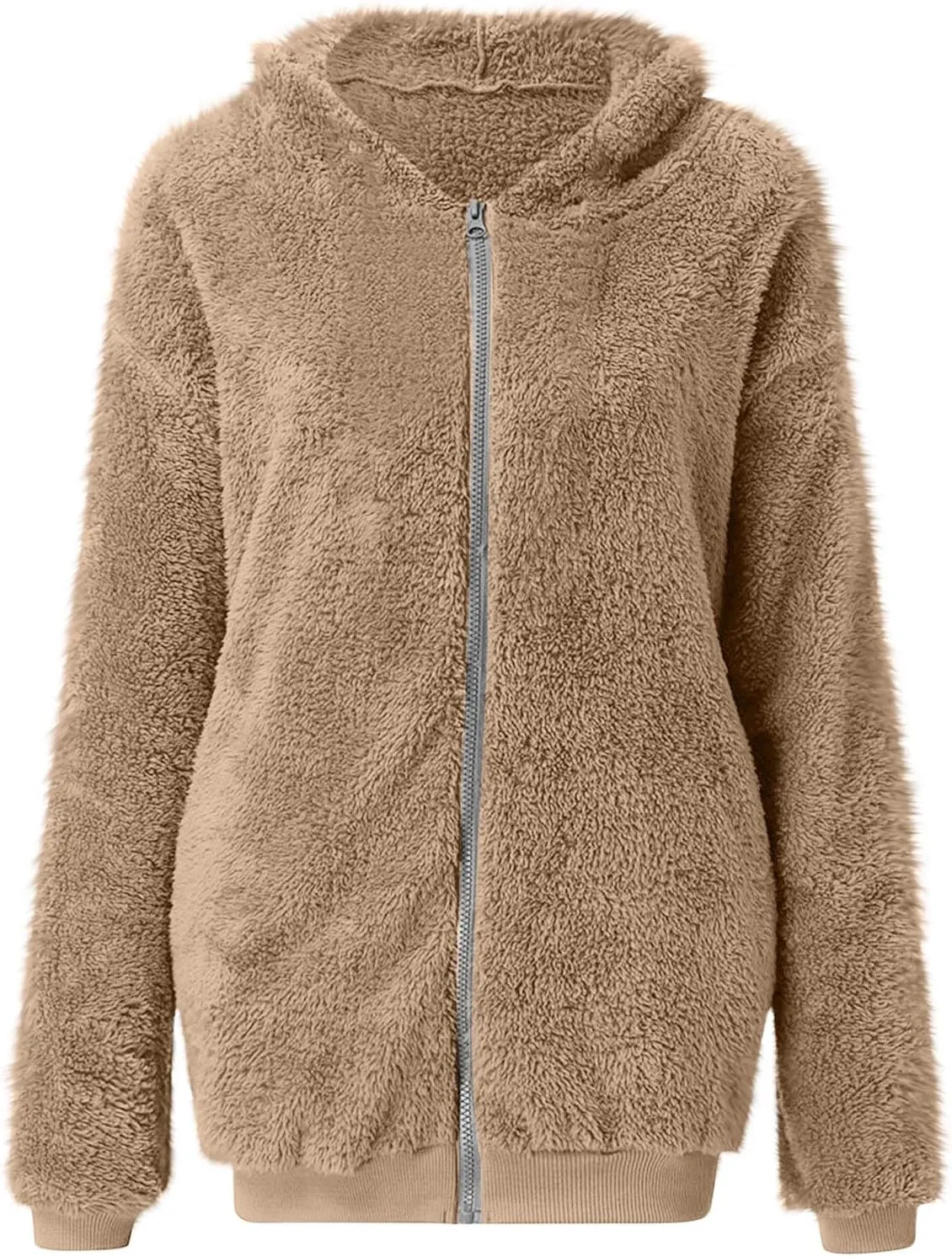 Cozy Fluffy Hoodie Women Fall/Winter Clothes Womens Hoodies Sherpa Pullover Zip Up Fuzzy Fleece Oversized Hoodie