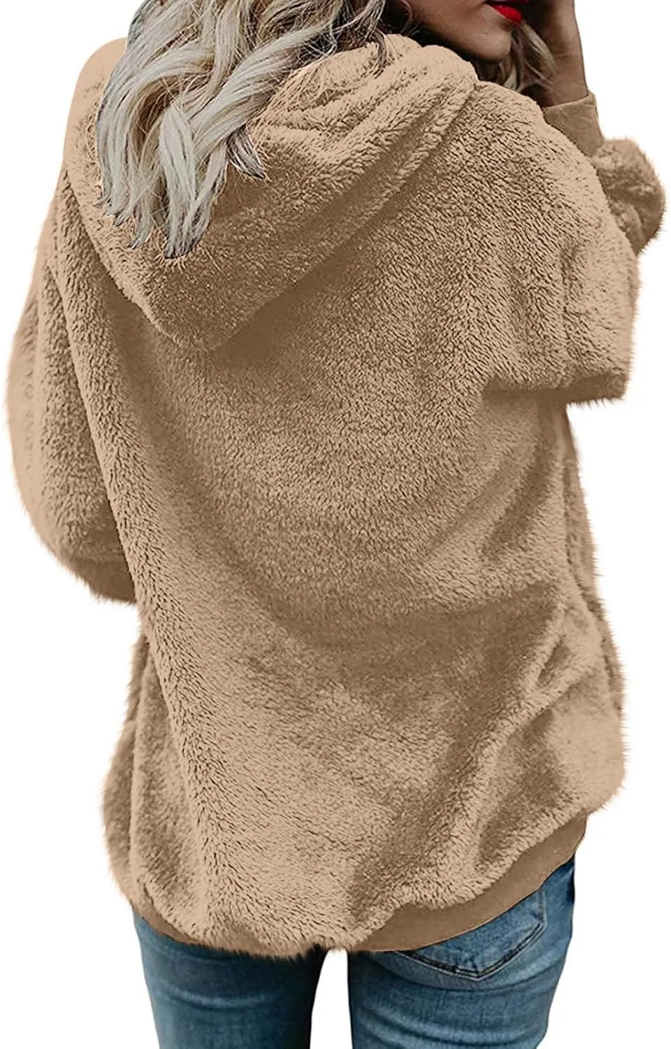 Cozy Fluffy Hoodie Women Fall/Winter Clothes Womens Hoodies Sherpa Pullover Zip Up Fuzzy Fleece Oversized Hoodie