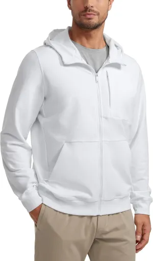 CRZ YOGA Men's Cotton Zip-up Hoodie Thick Terry Essentials Athletic Casual Hoodies Zip Hooded Jackets Sweatshirt with Pockets
