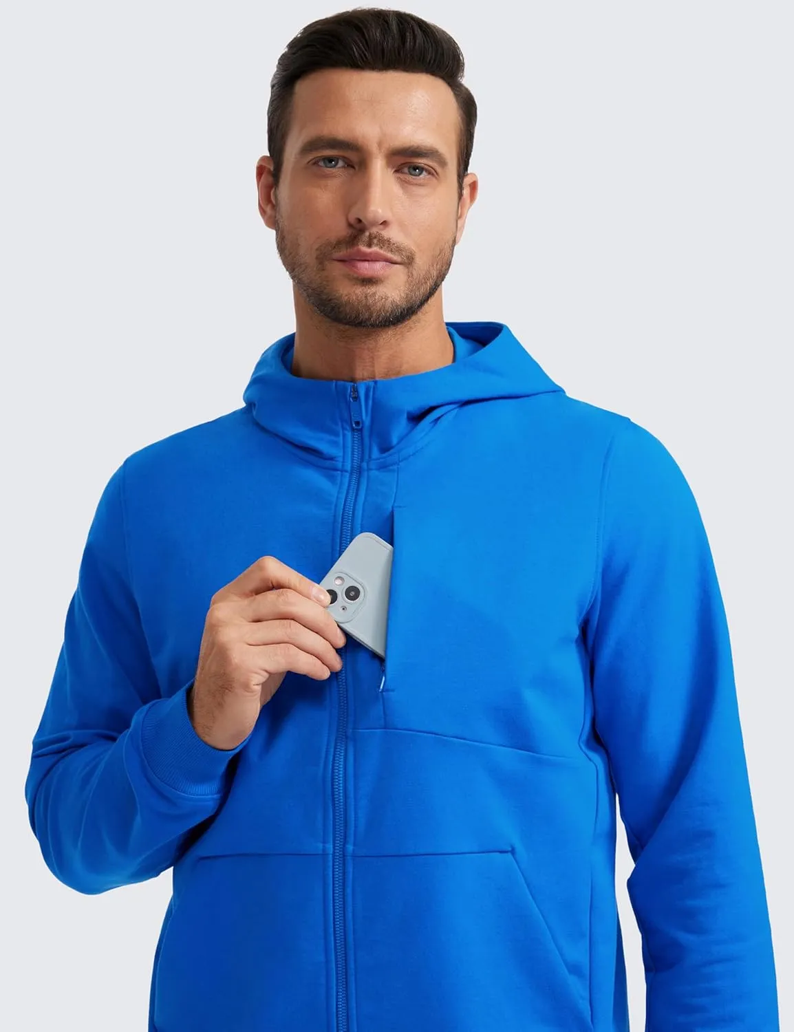 CRZ YOGA Men's Cotton Zip-up Hoodie Thick Terry Essentials Athletic Casual Hoodies Zip Hooded Jackets Sweatshirt with Pockets