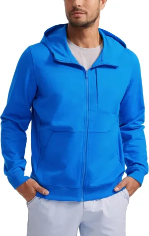 CRZ YOGA Men's Cotton Zip-up Hoodie Thick Terry Essentials Athletic Casual Hoodies Zip Hooded Jackets Sweatshirt with Pockets