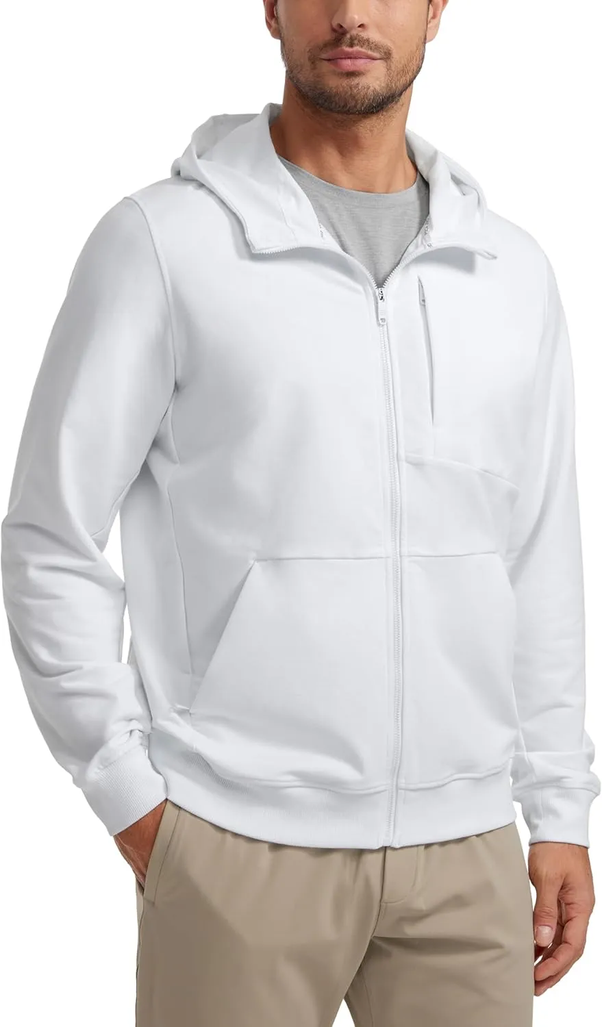 CRZ YOGA Men's Cotton Zip-up Hoodie Thick Terry Essentials Athletic Casual Hoodies Zip Hooded Jackets Sweatshirt with Pockets