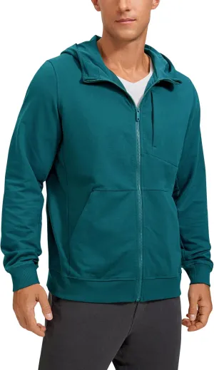 CRZ YOGA Men's Cotton Zip-up Hoodie Thick Terry Essentials Athletic Casual Hoodies Zip Hooded Jackets Sweatshirt with Pockets