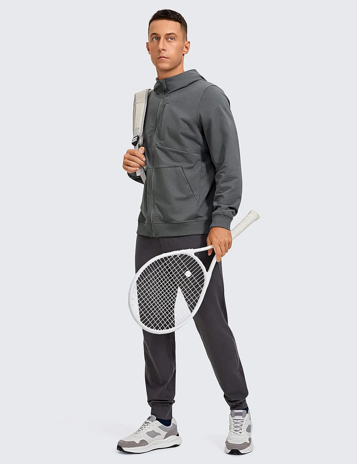 CRZ YOGA Men's Cotton Zip-up Hoodie Thick Terry Essentials Athletic Casual Hoodies Zip Hooded Jackets Sweatshirt with Pockets