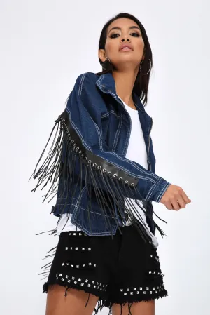 Denim Blue Tassel Denim Jacket