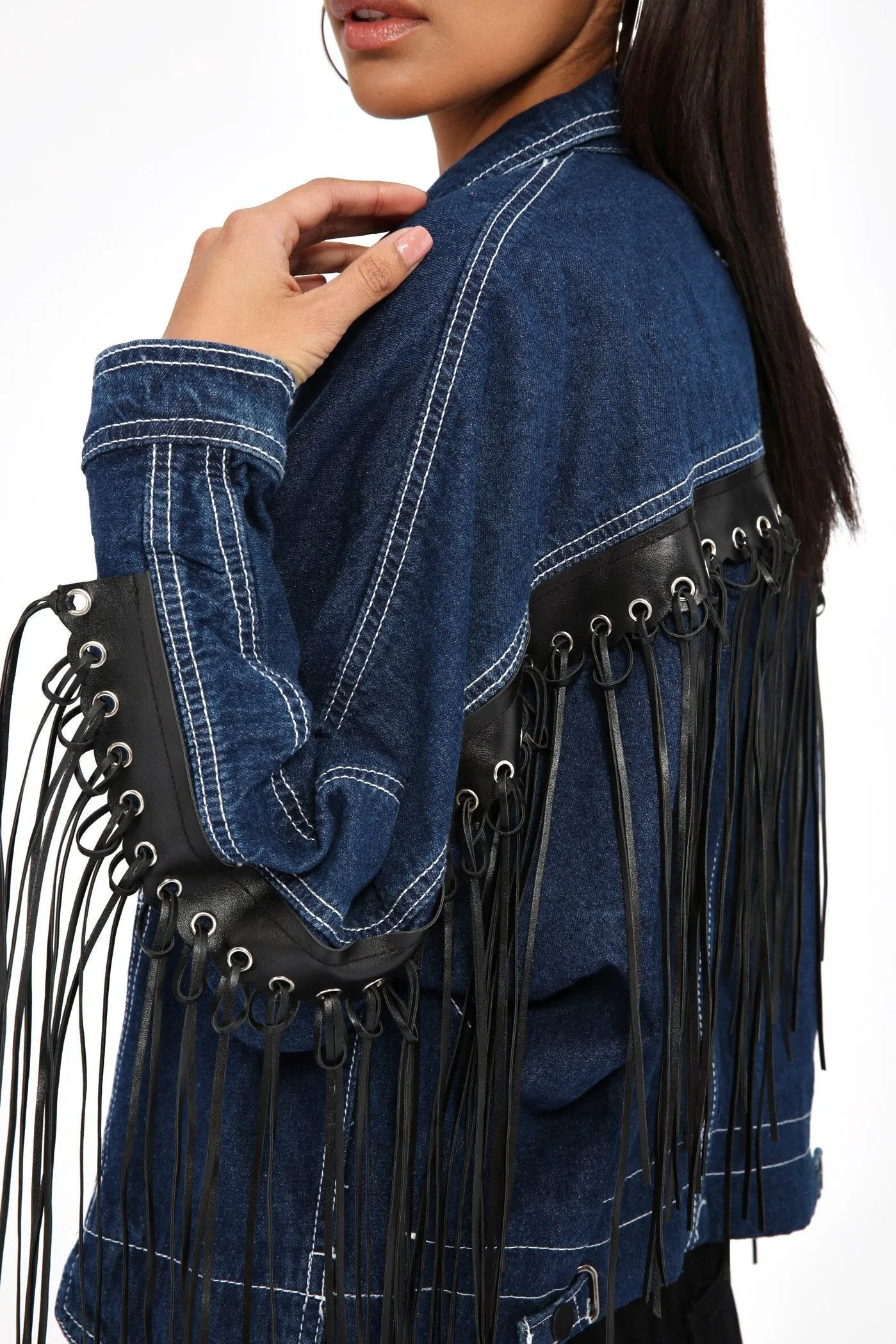 Denim Blue Tassel Denim Jacket