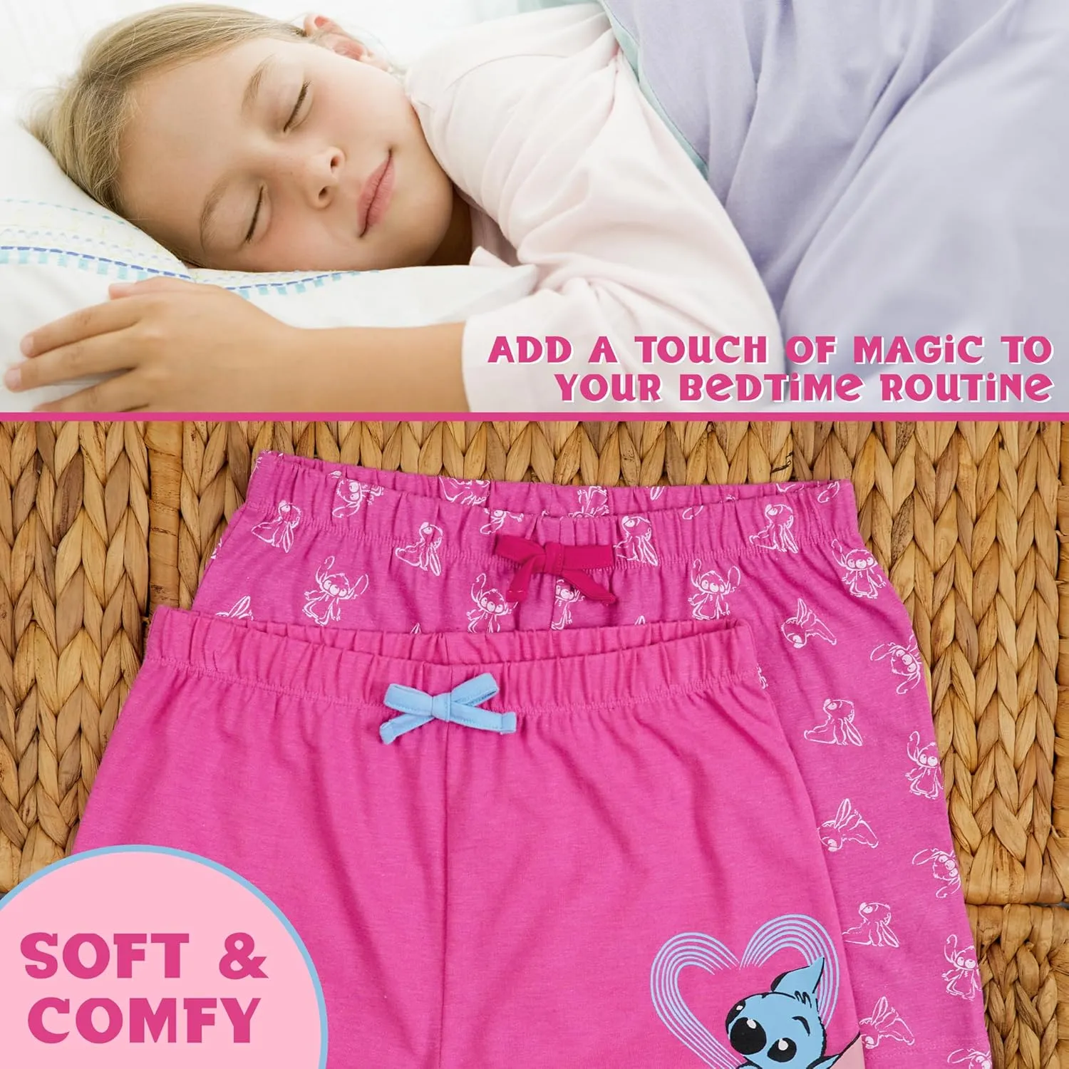 Disney Stitch Girls Short Pajama Sets, Cozy Breathable Loungewear - Stitch Gifts