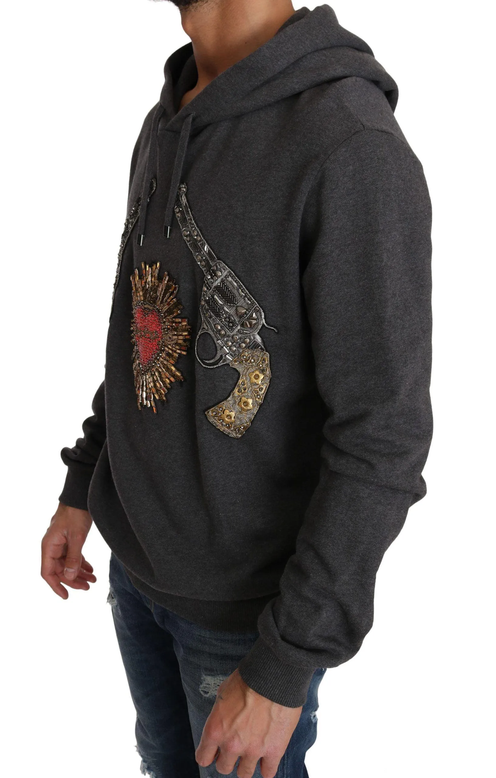 Dolce & Gabbana Crystal Heart Hooded Sweater