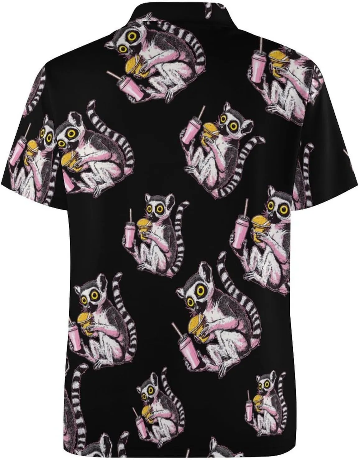 Drinking Lemur Mens Polo Shirts Quick Dry Short Sleeve T-shirts Slim Tennis Collared Tees Tops