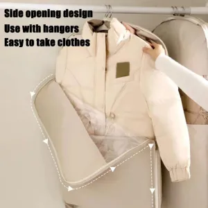 Dust Cover Clothes Bags for Down CoatSpace Saver Closet OrganizersSpace Saving Hanging Garment Bag with Self Compression Zipper(Beige,XX-Large)