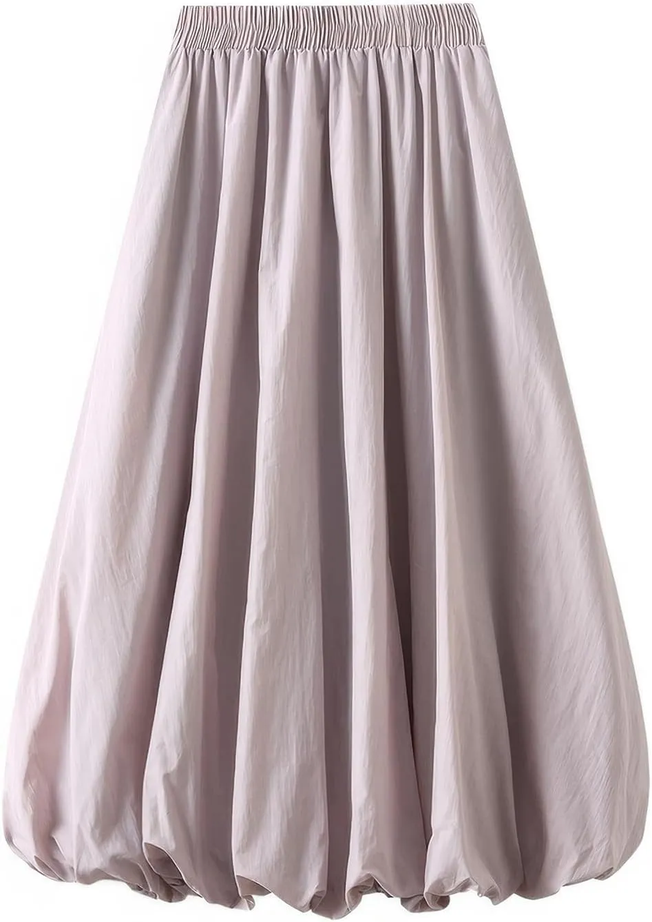 ebossy Women's High Elastic Waist Pleated Cinch Bottom A-line Bohemian Midi Skirts with Pockets