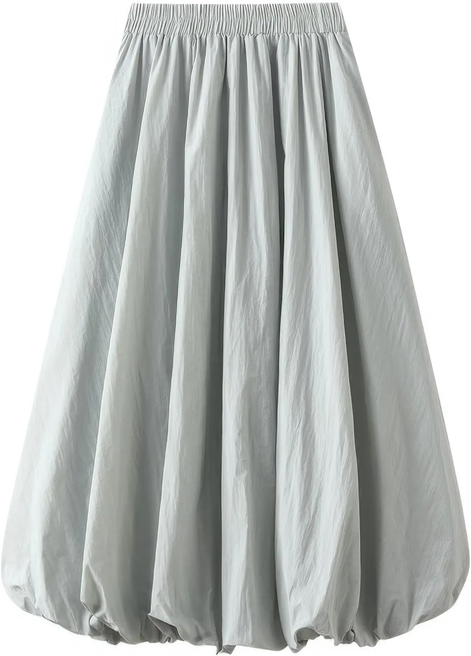 ebossy Women's High Elastic Waist Pleated Cinch Bottom A-line Bohemian Midi Skirts with Pockets